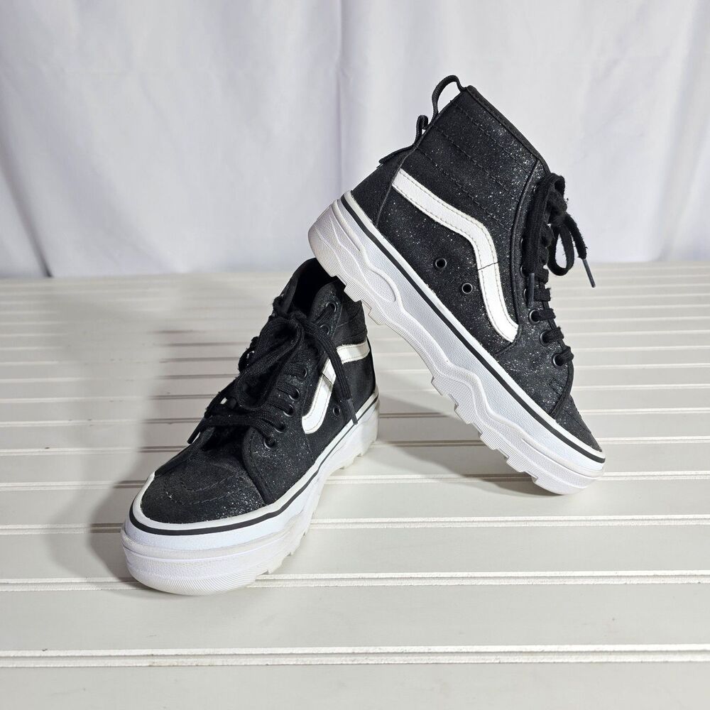 Vans Old Skool OTW Womens Size 5.5 Black Glitter High Top Platform Sneakers